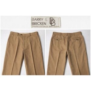 Barry Bricken Pleated Cuffs Premier Men's Pants 34x27 Straight Leg 100% Wool